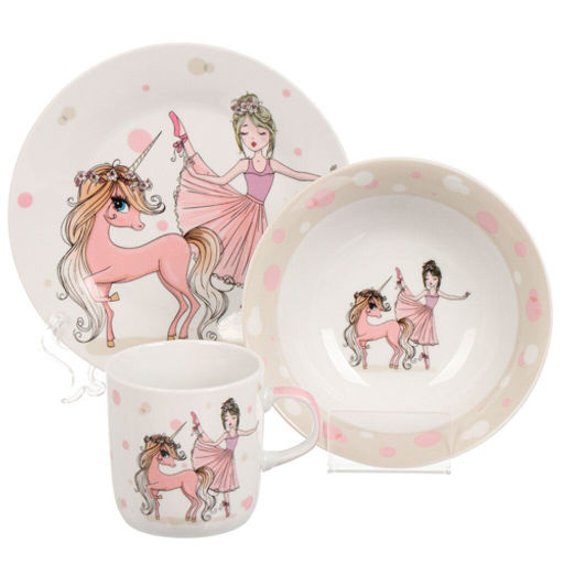 Набор посуды кер., 3 шт, Балерина, тарелка 17,5 см, салат.15 см, круж 230 мл, Daniks, C835 (453799)  фото 2