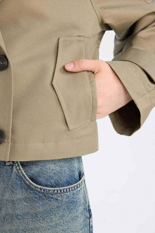 Тренч стандартного кроя с воротником-смокингом - Defacto фото 9