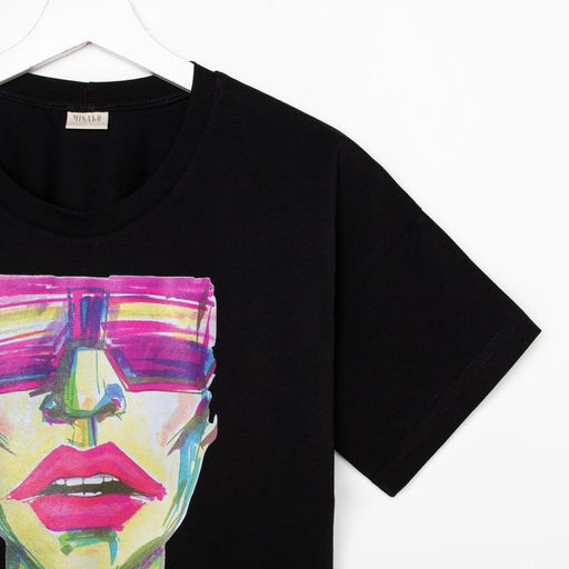 Футболка женская MINAKU Girl, чёрная, размер 42