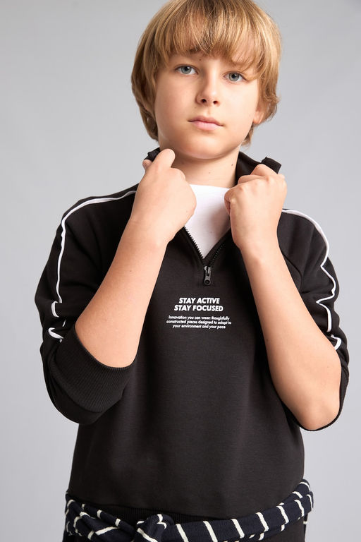 Oversize Pamuklu Bask_l_ Sweatshirt Erkek _ocuk - Defacto фото 3