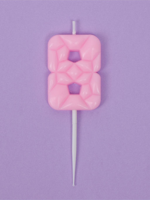 Цена за 3 шт. Свеча для торта «Цифра 8», светло-розовая