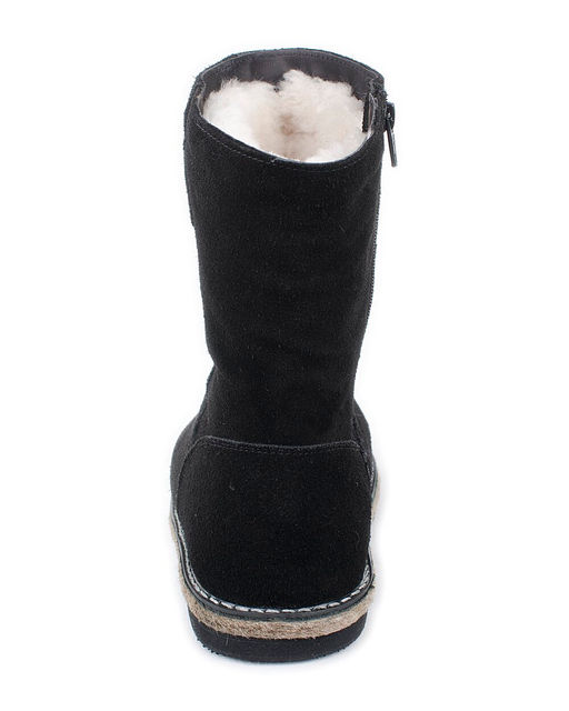 Полусапоги женские на войлочной подошве., Черные. Замша. Молния. Подклад овчина.