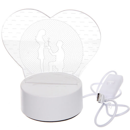 Светильник ночник "3D-Влюбленные" на пластиковой подставке, с включателем USB