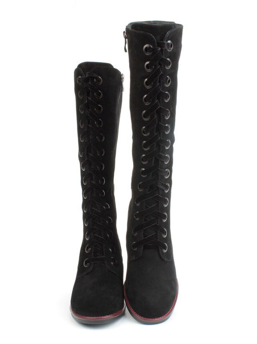 02-BA100-2 BLACK Сапоги зимние женские (натуральная замша, байка и натуральный мех) - Фабричный китай фото 10