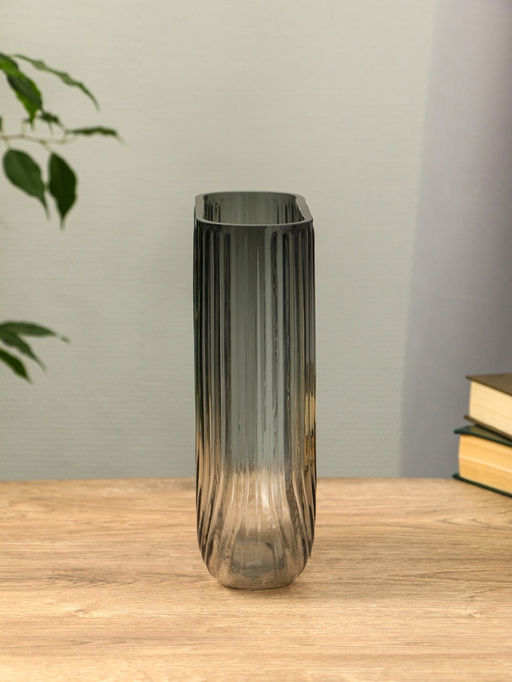 Ваза «Айрис», 23.5×17×7 см, стекло, серая