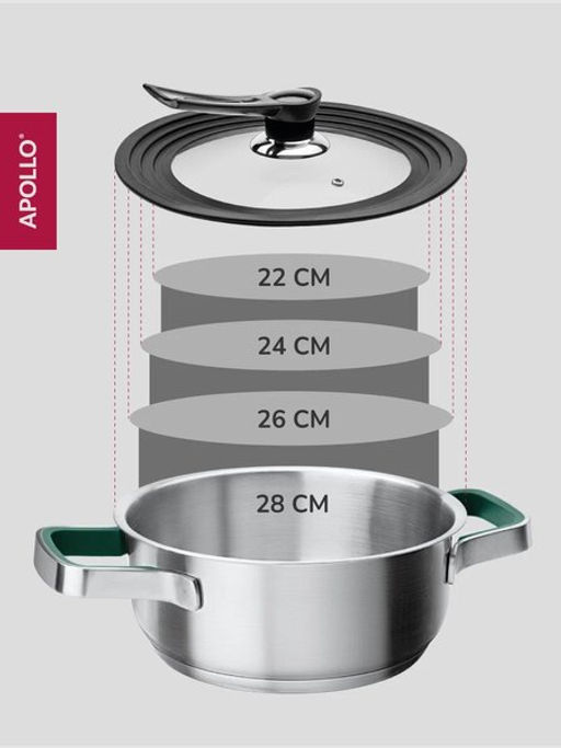 Крышка универсальная с силиконовым ободком APOLLO Quattro (22/24/26/28 см) фото 3