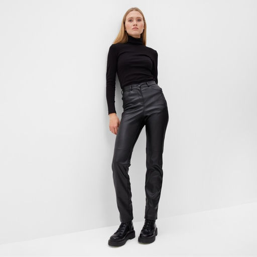 Брюки женские из экокожи MINAKU: Eco leather, чёрные, размер 52