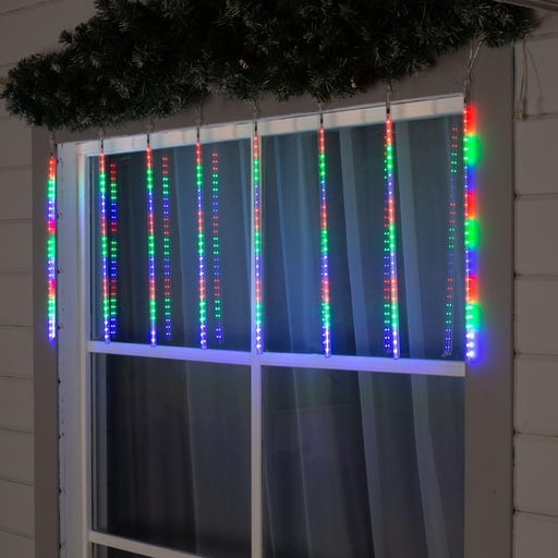 Гирлянда «Сосульки» 2.5×0.5 м, IP65, прозрачная нить, 288 LED, свечение мульти с эффектом стекания, 12 В