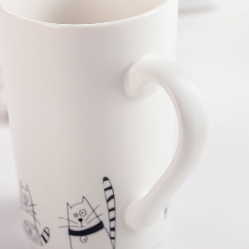 Кружка Доляна «День кота», 380 мл, фарфор, белая