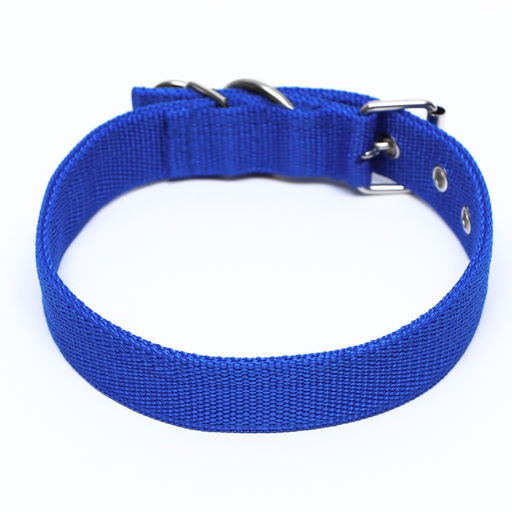Ошейник двухслойный с вертлюгом, 58 х 3 см, полиэстер, синий - Пижон фото 2