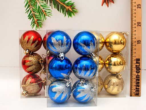 Набор шаров D=6см, 6шт. (SF3-046) в ПВХ упаковке