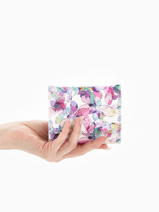Кошелёк женский на кнопке, 10.5?2.5?8.5 см, с цветочным принтом, разноцветный