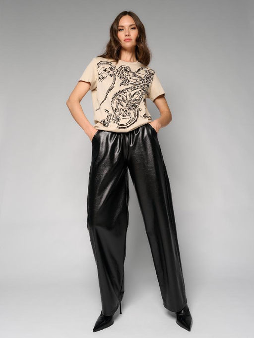 Футболка женская 12411-42021 milk/black - Eleganzza фото 6