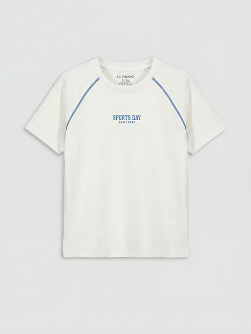 Bisiklet Yaka Bask?l? Erkek ?ocuk Ti??rt