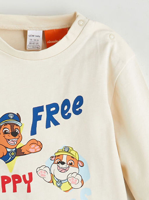 Bisiklet Yaka Paw Patrol Bask?l? Erkek Bebek Pijama Tak?m?