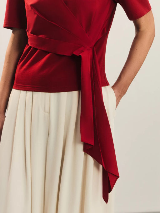 Футболка с драпировкой из поплина / Zarina  фото 7