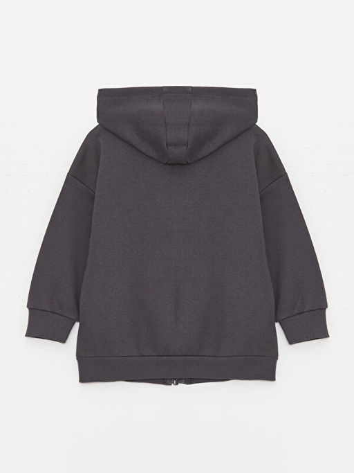 Kap??onlu Uzun Kollu Bask?l? Erkek Bebek Fermuarl? Sweatshirt ve Pantolon 2li Tak?m - Waikiki фото 3