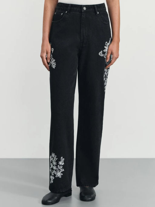 Джинсы straight с декоративной вышевкой / Zarina