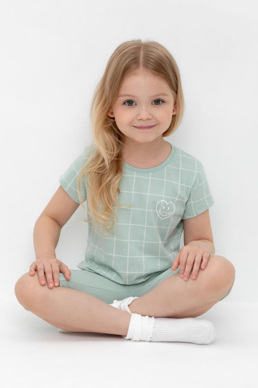 К 1641/голубая дымка,двойная клетка пижама дет