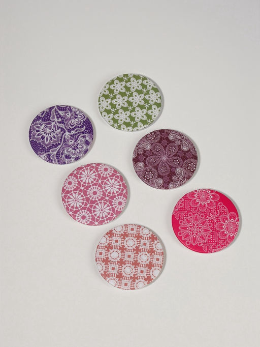 Цена за 3 шт. Зеркало складное «Кружево», d=7.5 см, рисунок МИКС