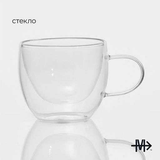 Кружка стеклянная с двойными стенками Magistro Дуо, 200 мл, 128,57,5  фото 6