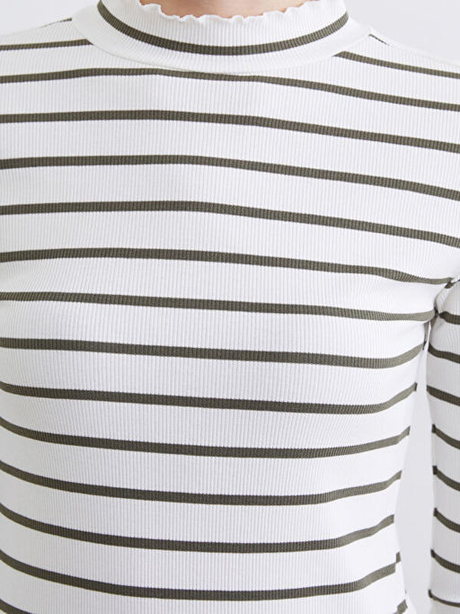 Dik Yaka ?izgili Kad?n Body