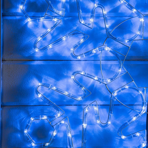 Светодиодная фигура «Снежинка», 80 см, дюралайт, 192 LED, 220 В, мерцание, свечение синий/белый