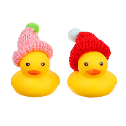 Резиновые игрушки для ванны Крошка Я «Уточки в шапке», 4 см, с пищалкой, в наборе 2 шт.