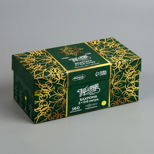 Гирлянда «Бахрома» 3×0.6 м, IP44, УМС, тёмная нить, 160 LED, свечение жёлтое, 220 В