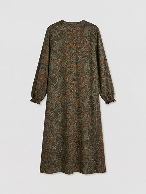 Ba?lamal? Yaka Desenli Elbise