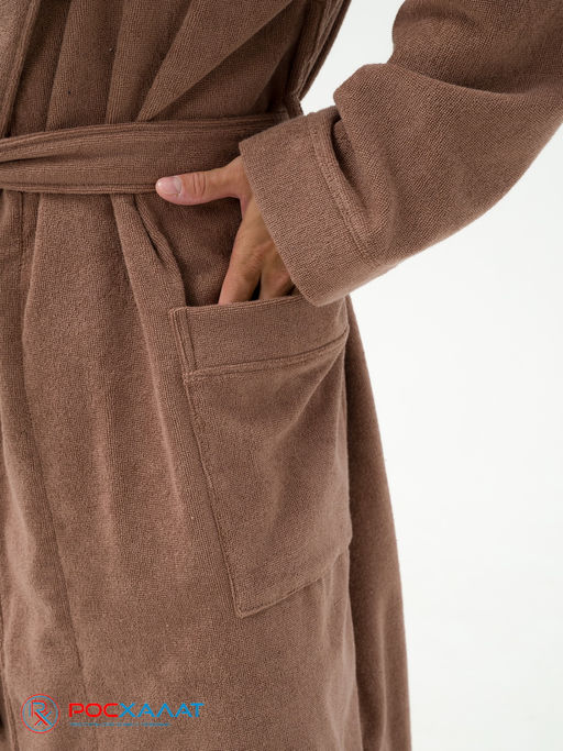 Мужской махровый халат с капюшоном коричневый МЗ-05 (118)