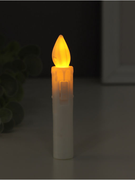 Цена за 6 шт. Светодиодная свеча, ночник LED RISALUX «Мини», 3×AG13, белый, 1.5×1.5×9 см