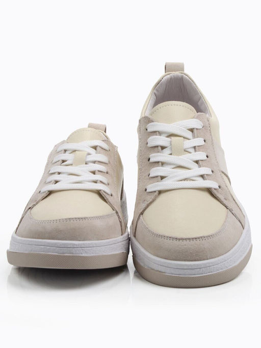 03-C934-4 BEIGE Кеды кожаные женские (натуральная кожа, натуральная замша)