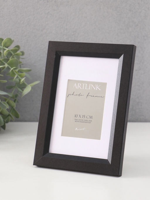 Фоторамка для фото 10×15 см, с паспарту (7×10 см), Anna, МДФ, чёрный (пластиковый экран)