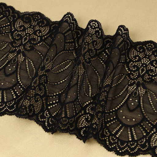 Кружевная эластичная ткань, 185 мм, 2.7±0.5 м, чёрная