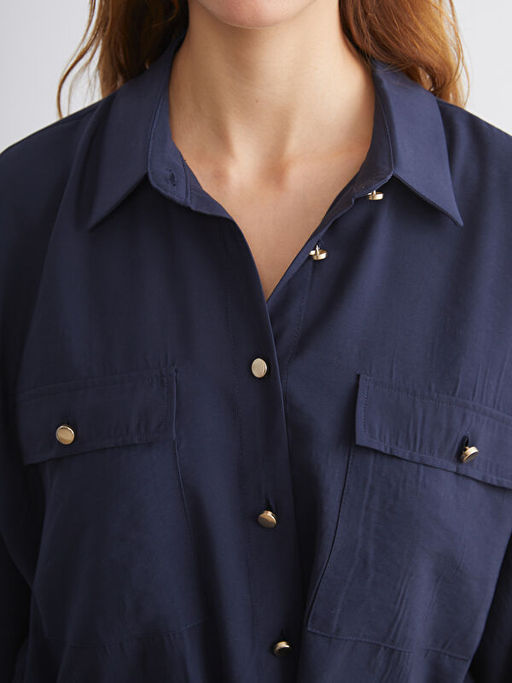 Oversize Modal Kar???ml? Kad?n G?mlek