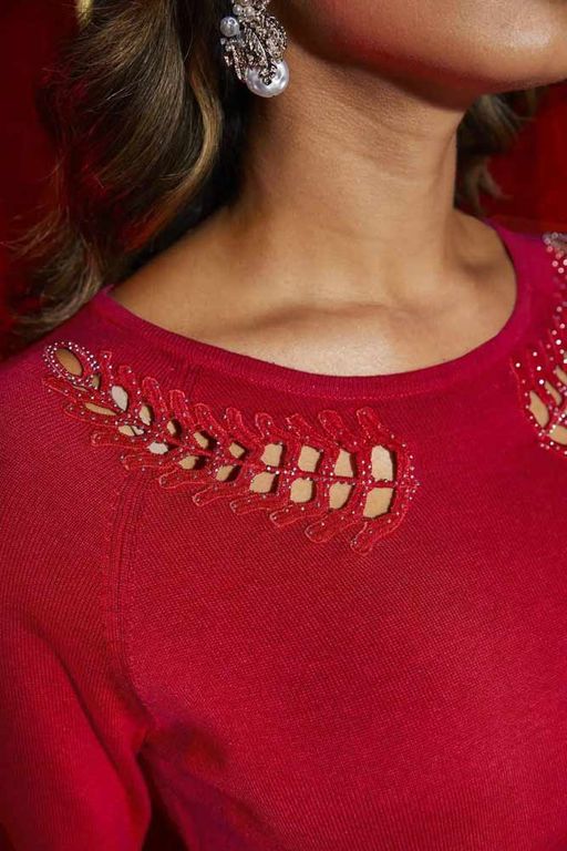 Пуловер, красный - Patrizia dini фото 7