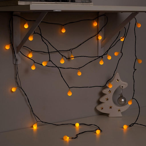 Гирлянда Нить 5 м с насадками Шарики жёлтые, IP20, тёмная нить, 30 LED, свечение жёлтое, 8 режимов, 220 В - Luazon lighting фото 5