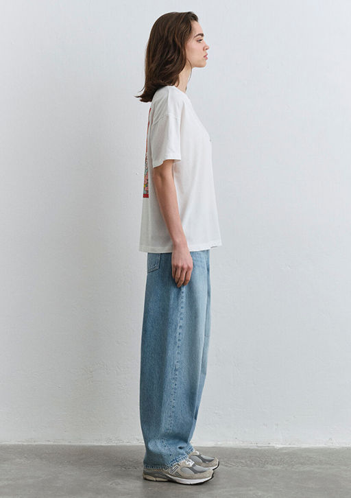 Delicious Bask?l? Beyaz Tisort - Mavi фото 6