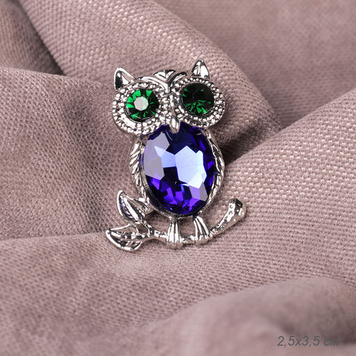 Брошь Сова 3,5 см / 3289 /уп 24/ серебро - ГалеонТрейд фото 2