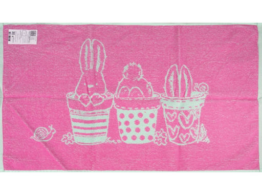 6с103.412ж1 Зайки в горшочках (розовый10) Полотенце махровое 50х90см