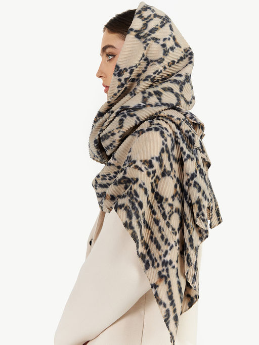 Большой, мягкий, тонкий и очень нежный двусторонний палантин с рисунком. - Tantino фото 6