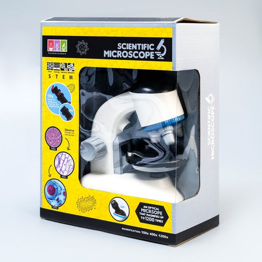 Микроскоп детский, кратность увеличения до 1200х, белый, с подсветкой