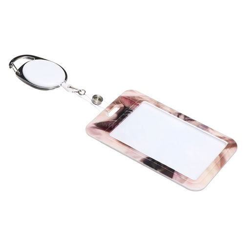 Цена за 2 шт. Бейдж - карман вертикальный внешний 110×68 мм, внутренний размер 85×54 мм, рулетка-карабин 60 см, пластиковый «Котик»