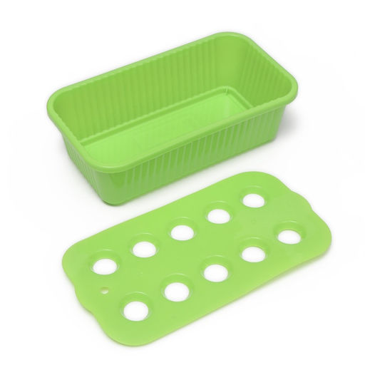 Цена за 2 шт. Ящик для выращивания зелёного лука, 29×16×8.5 см, 2.5 л, 10 лунок, пластик, зелёный, Greengo