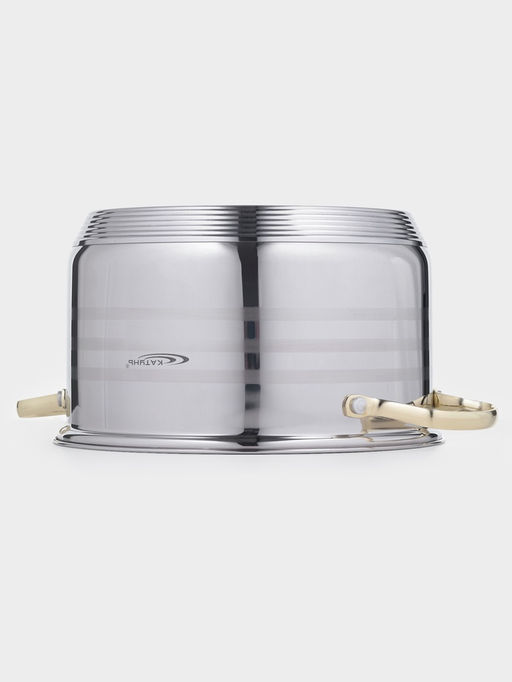 Кастрюля Катунь «ЭЛИС ГОЛД», 5.5 л, 24×13.5 см, стеклянная крышка, нержавеющая сталь, ручки золотистые