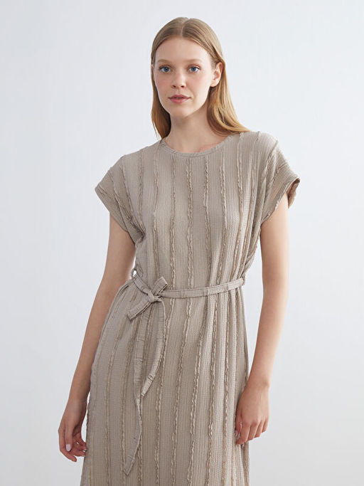 Bisiklet Yaka ?izgili Elbise