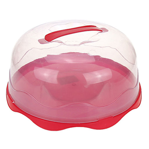 Блюдо для торта пластмассовое д30х14см, прозрачная крышка с фисатором, с ручкой, цвета микс (Китай) - Домашняя мода фото 2