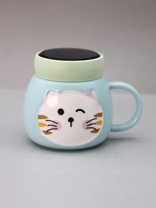 Кружка Emotions of a cat, green-blue (420 ml)