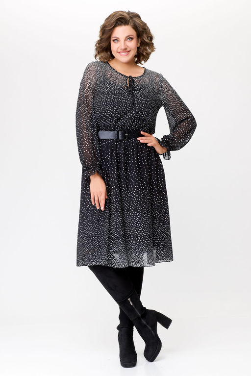 Платье Swallow 683 чёрный в белый горошек градиент фото 5